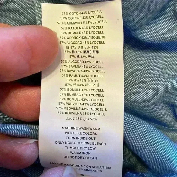 MICHAEL Michael Kohrs Chambray Denim Off Shoulder Ruffle Blouse Top Size Large. - Picture 5 of 13